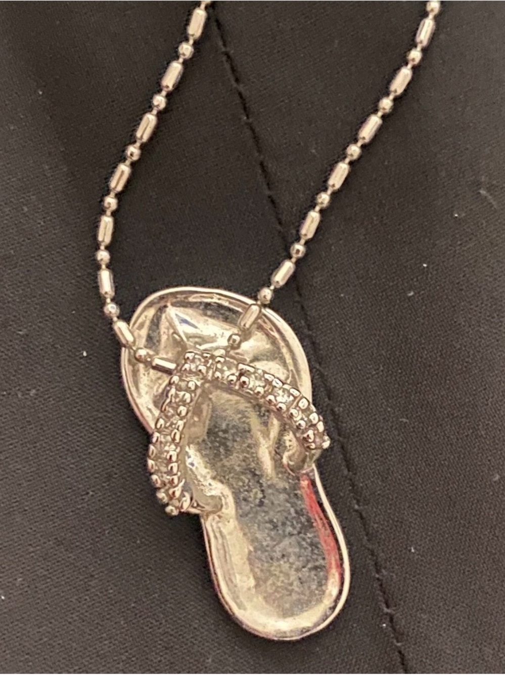 Coookie Lee Silver Rhinestone Flip-Flop Pendant Necklace